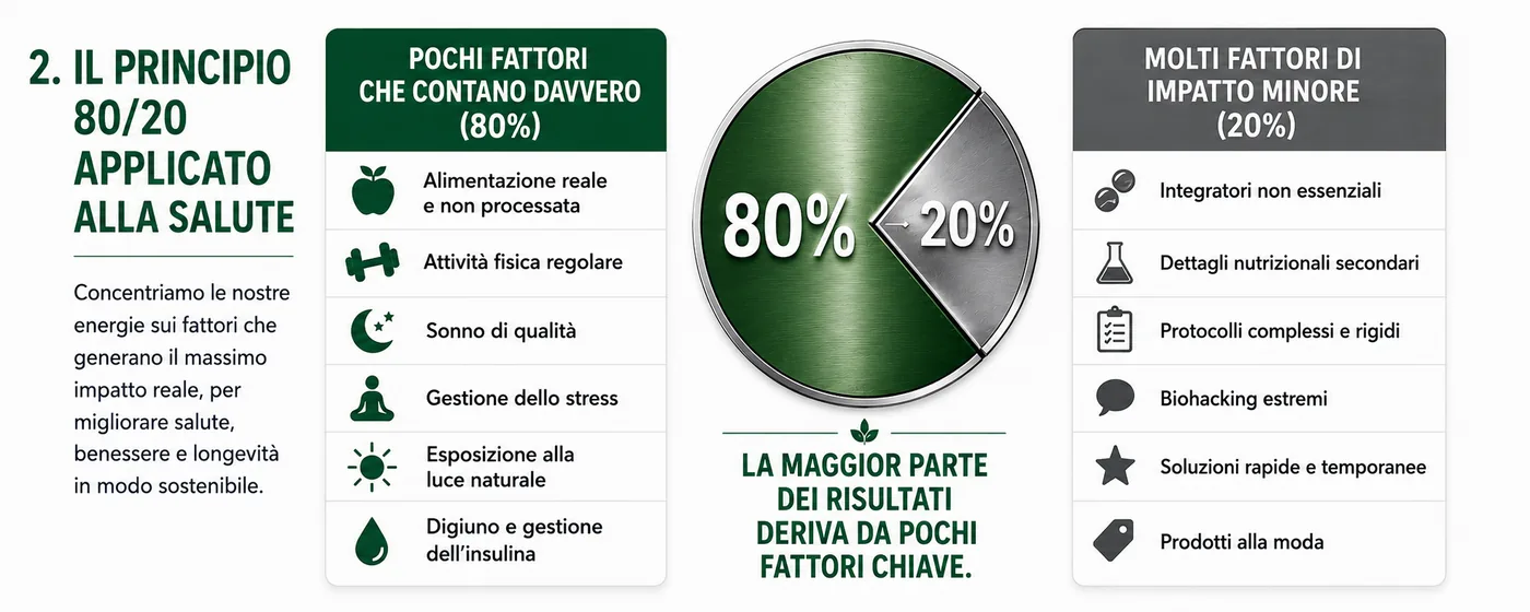Schema del principio 80/20 applicato alla salute