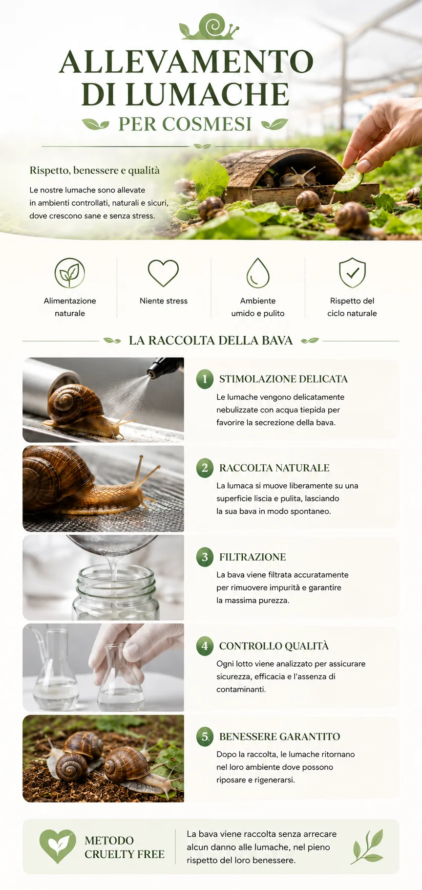 Allevamento lumache e raccolta bava cruelty free